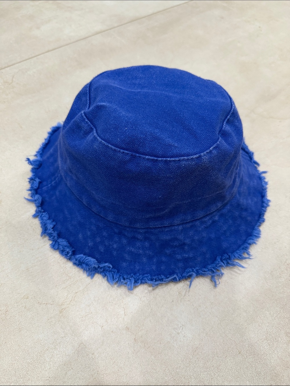 jocelyn Royal Blue Frayed-Brim Bucket Hat